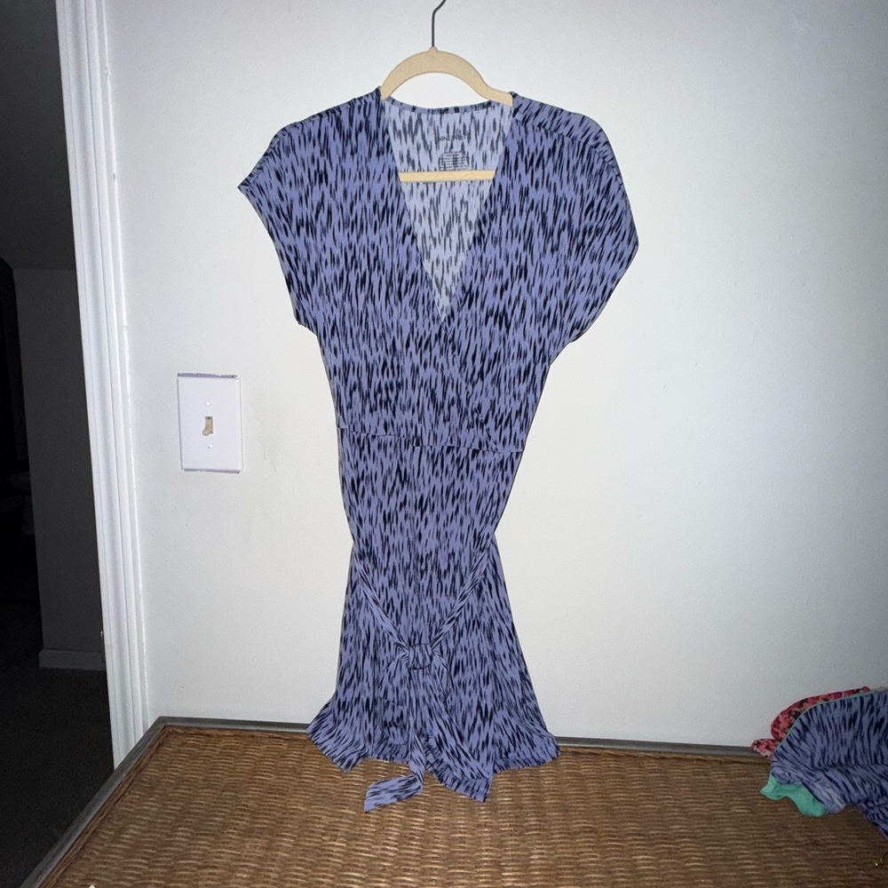 Nine West Blue and Black Patterned Midi Dress